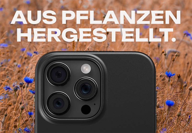 nahaufnahme eines iPhones zeigt eine nachhaltige Handyhülle